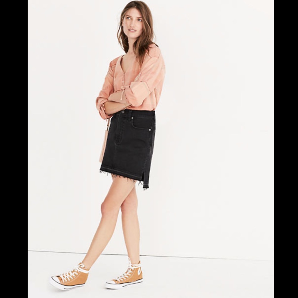 MADEWELL Step Hem Black Jean Skirt